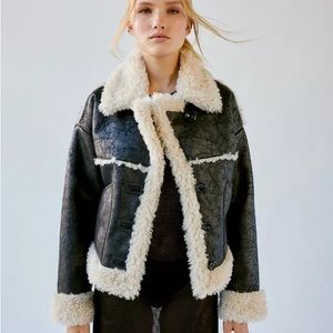 Urban Outfitters Maria Faux Leather & Shearling Jacket NWT in XS